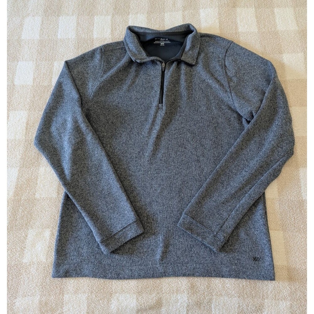 Rhone Mens Medium 1/4 Zip Pullover Sweater Commuter Grey Textured Knit Fleece M